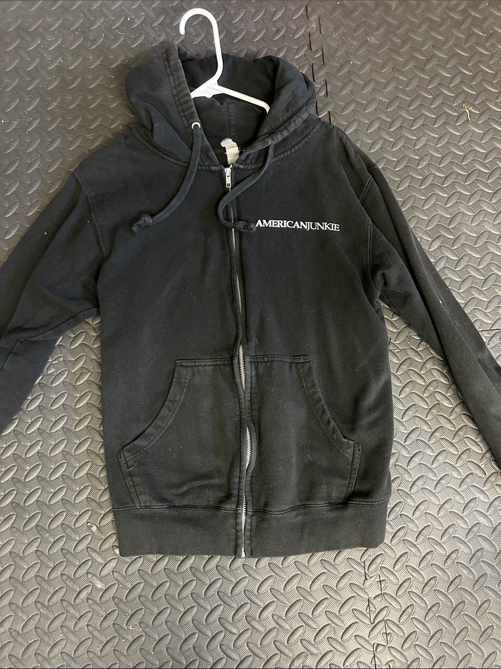 American Junkie Men's Black Zip Hoodie Exclusive Hermosa Beach Thrifties
